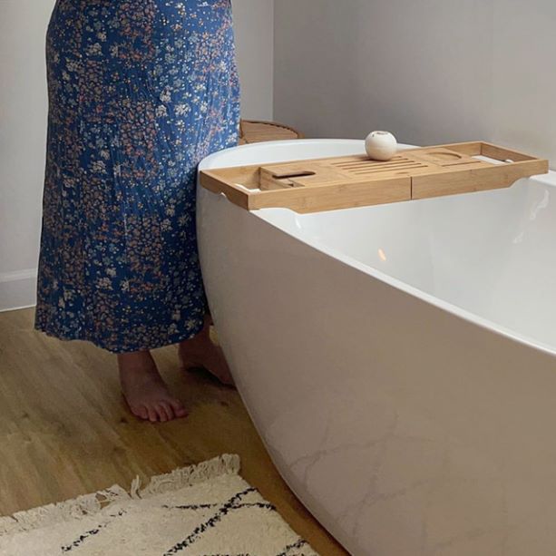 Yana Huremovic in bathroom with Alpha Vinyl floor